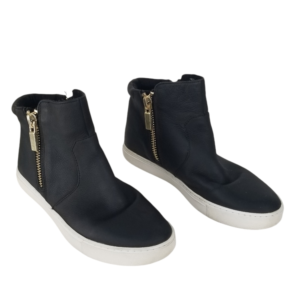 Kenneth Cole Keenan Black Leather Zip Up Ankle Boots Size 6M